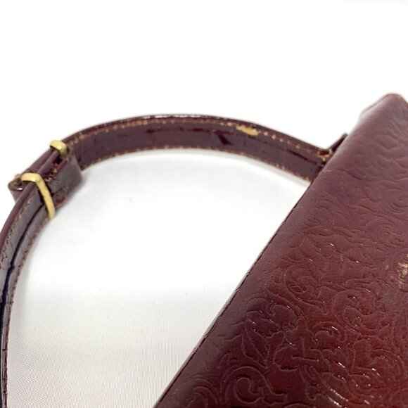 PITTI Italian Mid Century Blood Red Gilt Embossed Leather Clutch Wallet Gorgeous - Picture 6 of 16